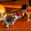 CrazyFit 2018 원피스 섹시 스포츠 정장 여성 패딩 플로럴 프린트 요가 운동 옷 달리기 조깅 체육관 의류 점프 슈트