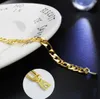 Hot Man woman plating 18K gold 5MM Bracelet flat chain Side Bracelet Trendy Long Figaro Chain Bracelet 19/20/21/22/23cm