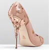 2021 Fashion Wedding Shoes Pink Blue Bruidal Pointed Eden Pumps Women High Heel 9 cm met bladeren schoenen voor avondcocktail prom party 317J