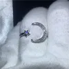 Vecalon Star Moon Form 100% Soild 925 Sterling Silber Ring 5A Zirkon CZ Verlobungs Ehering Ringe für Frauen Männer Schmuck