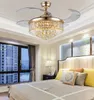 New stealth fan chandelier crystal chandelier European living room restaurant ceiling fans lamp 42 inch dimming LED LLFA