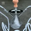 Double Hookah Shisha Bong Smoking Pipe Acrylic Set Cool Ceramic Bowl Arab Stem Tools Oil Rig LED Lamp Two Hose diamond