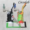 Hookahs Mini Silicon Rig Dab Water pipe Oil Drum Rigs silicone waterpipes bubbler bong+silicone mats dabber tool thermal 4mm quartz banger