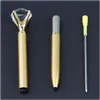 Grande Carat Diamond Crystal Gem Pen Ballpoint Escritório Metal Anel Roller Ball Moda School Material