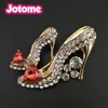 100pcs/lot Gold Tone Alloy Crystal Rhineastone High Heel Shoes Brooches Luxury Women Shoes Brooch Pin