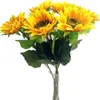 人工ひまわりの黄色い太陽の花60cmの長いシルクの花のための家の結婚式の中心部党の装飾的な花