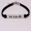 Couple Her King His Queen Bracelet Bangle Cuffs Metal Engraved Letter Crown Tag Charm fashion Jewelry for Women Men Drop Shipping