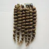 Extensões soltas brasileiras do cabelo da fita de trama da pele do cabelo do Virgin da onda 100g (40pcs) fita em extensões do cabelo humano