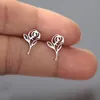 Everfast Neue Ankunft Liebe Rose Blume Ohrring Minimalistischen Edelstahl Ohrstecker Mode Ohr Schmuck Für Frauen Mädchen T104