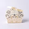 3 Colors New Free shipping red white beige hollow bow wedding candy box favor box wedding supplies 50pcs/lot