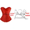 Sexy White Women Corse Plus Size Corset Zipper Overbust Shapewear com Tanga Burlesque Korsett Corpete Corpete e Espartilho E10