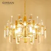 Modern crystal led chandeliers Lamps golden pendant lights glass suspending lamp fixture Living room hanging light