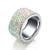 MGFAM (197R) Crystal AB Kolor Duże pierścienie Moda Dla Kobiet Stal Titanium 316L Brak zmiany koloru