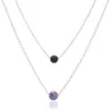 New 8mm Lava Rock and 10mm 7 color Chakra Stone pendant Multi-layered necklaces Silver Stainless steel chain For women Fashion Jewelry