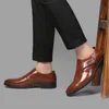 جلد الرجال اللباس أحذية الأعمال خمر أحذية الرجال مكتب coiffeur البني اللباس الرسمي الرجال الأحذية الكلاسيكية zapatos دي هومبر دي vestir الرسمي