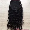Afrikaanse Amerikaanse natuurlijke kinky krullend trekkoord paardenstaart menselijke haarverlenging clip in krullend haar naaien in ponystaart voor zwarte vrouwen 140g