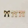 Preto/branco/rosa liga de zinco metal esmalte bowknot charme pingente para diy moda jóias brincos colar pulseira acessórios