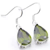 LuckyShine 6 Pair Holiday gift Jewelry ,Green Peridot Water Drop Dangle Earring Silver Hook Earring Women Zircon -Free shipping