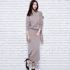 17Autumn And Winter Fashion Korean Women Sweater Knit Dress Slit Skirt Suit Two-Piece Cashmere Sweater Authentic