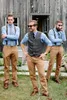 2019 Vintage personalizado en línea hombres boda lana Tweed chalecos Casual primavera novio chaleco Slim Fit hombres vestido traje chaleco Prom padrino desgaste