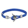 Fashion Punk Silver Anchor Bracelet Handmade Polyester Cord Chain For Men Sports Jewelry Vintage Bangles Charm Bracelets