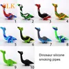 Abnehmbare Pfeife Glasschale Silikon Bongs Mini 10 Farben Dinosaurier Dab Rigs Handpfeife Gummi Bubbler Rauchpfeifen wiederverwendbar