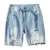 Hommes Mode MORUANCLE Déchiré Jeans Courts Distressed Denim Shorts Pour Homme Plus La Taille M-5XL Lavé Bleu Détruit Shorts Avec Trous