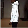 Homens jaqueta casual hiphop windbreaker reflexivo jaqueta maré marca homens e mulheres amantes casaco com capuz roupas fluorescentes