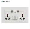 SHIERAK Universal Standard 2100mA Wall Socket With Dual USB Port Plug Adapter White Power Socket 2 USB Wall Outlet for Home 13A 250V