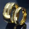 له لون الذهب لهجة الفولاذ المقاوم للصدأ الزفاف خاتم الخطوبة الفرقة مجموعة R276 الرجال الحجم 10-15؛ المرأة الحجم 6-9