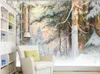 Papier peint non tissé personnalisé Scène de neige Wall Fond d'écran pour murs 3 D Salon Chambre à coucher Fond Mural 3D Fond d'écran