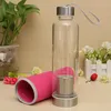 550ml Universal Högtemperaturbeständig Glas Sport Vattenflaska med Tea Filter Infuserflaska Kanna Skyddspåse