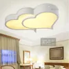 モダンなLEDベッドルームダブルハート天井灯研究室ホワイトアクリルパネルシーリングライト創造的なリビングルームの天井照明