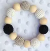 20pcs Baby Play Gym Chew Crochet Round Wooden Beads Candy Ball Knit inside wood Shower Gift Bed Toys Newborn Teether trottie rattl3400363