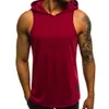 2018 Nya produkter Fitness Män Bodybuilding Bomull Ärmlös Top Solid Stringer Hoodie Tank Top Summer Mens Hooded T Shirts Vest1