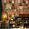 3D Stereo Embossed Wood Fiber Personality Wallpaper Retro Cafe Restaurant Kitchen Creative Waterproof Thickened  Wallpaper