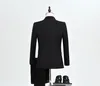 Customize Black Groom Tuxedos High Quality Man Blazer One Button Center Vent Men Business Dinner Prom Suit(Jacket+Pants+Tie+Vest) 915