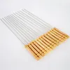 Barbecue Skewers Stainless Steel Roast Barbecue String with Wooden Handle BBQ Stick Needles Outdoor Camping Outings Cooking Tools