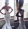 2021 Lace Mermaid Wedding Dresses Sweetheart Tulle Applique Sweep Train Wedding Bridal Gowns With Buttons Back BA6465