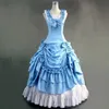 2023 Blue Cotton Victorian Southern Party Dress Belle Ball Gown Dress Reenactment Theater Costume High Quality For Women