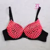 2014 New Sexy Resina Studded Rivet Bras Push Up Brassiere Disco Dance Party Bra Top Mulheres Bralette Underwear Lingerie