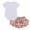 新生児幼児赤ちゃん女の子服セットクラウンパターンロンパースボディスーツ + プリントチュチュフリルショーツパンツ衣装幼児スーツ服