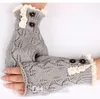 western style Christmas women girls solid Lace button Knitted leaf lace Fingerless Gloves Arm Warmer TO131