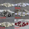 Handmade Wedding Bridal Sash and Belt 2019 Women Girls Mother Daughter Gown Sash with Flowers Rhinestones 5 Colors Ivory White Gray Burgundy