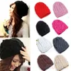 Gorros de invierno para mujer Gorros de punto Gorros de punto Mezclas de lana de ganchillo Gorros cálidos para niñas 7 colores