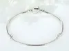 3mm 17-21cm Bracciale in argento placcato 925 Catena a serpente con chiusura a barilotto Misura perline europee per bracciale Pandora con senza logo fai da te