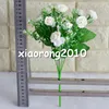 Fałszywy mini róża pęczek (13 głowy / szt.) Róże symulacyjne z tworzywami sztucznych akcesoriów do domu weselne dekoracyjne sztuczne kwiaty