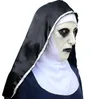 Acessórios para figurinos A máscara de terror Nun Cosplay Valak Máscaras de látex assustadoras com lenço de face de face de face