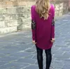 2017 Nova Outono Mulheres Patchwork Jumper Blusa de Manga Longa de Algodão Túnica Camisa Encabeça As Mulheres Soltas Casual Estiramento camisas Top