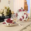 Set med 2 Kina Bente Kaffekoppar och tallrik Spoon Set Keramisk British Style Elegant eftermiddag Tea Cup Set Porslin Mugg Present